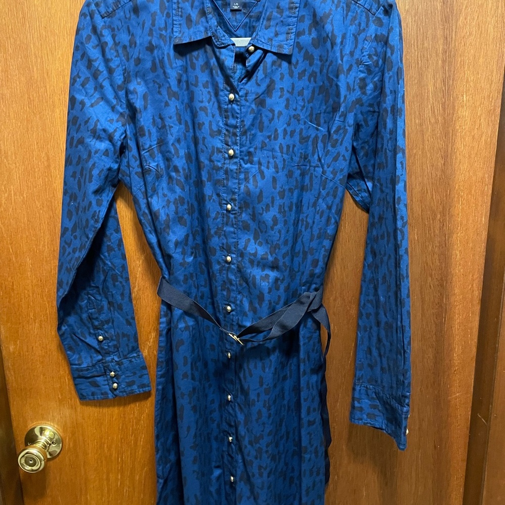 Tommy Hilfiger Blue Animal Print Shirt Dress